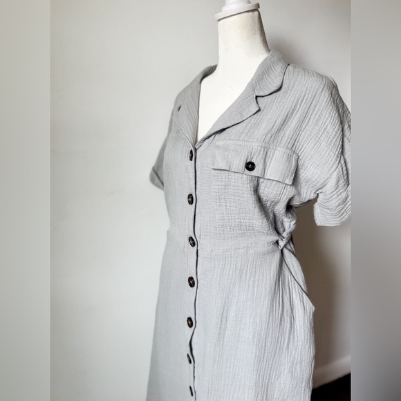 Leia & Co Cotton Tie Button Down Midi Dress - Picture 2 of 6